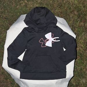 Black Hoodie with Pink and White Logo